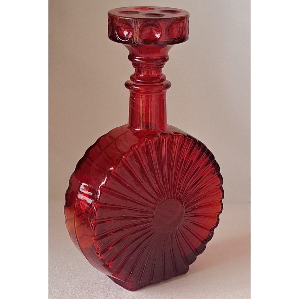 Red Empoli Sunburst Genie Bottle Decanter Made in Italy